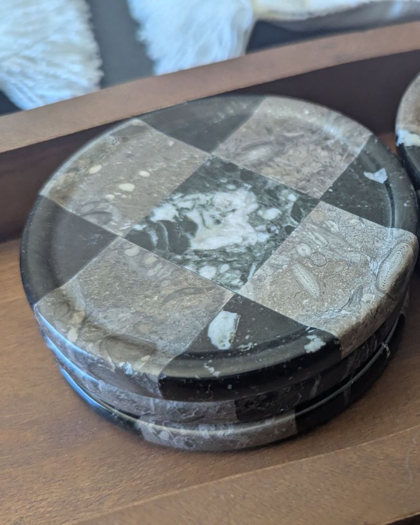 marble checkered coasters